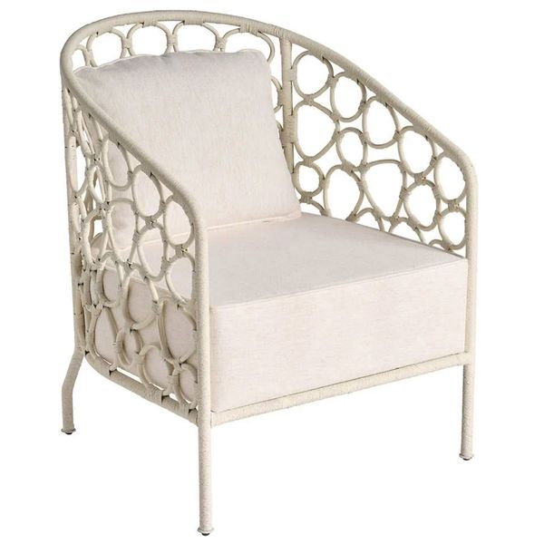 Fauteuil d'Appoint Galet, Rotin Blanc
